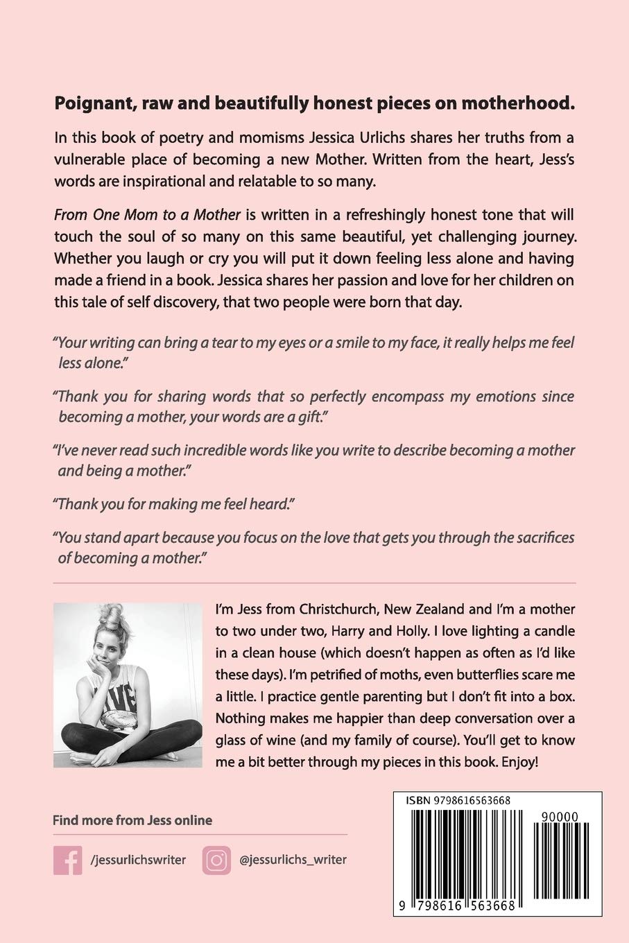 From One Mom to a Mother Back Cover