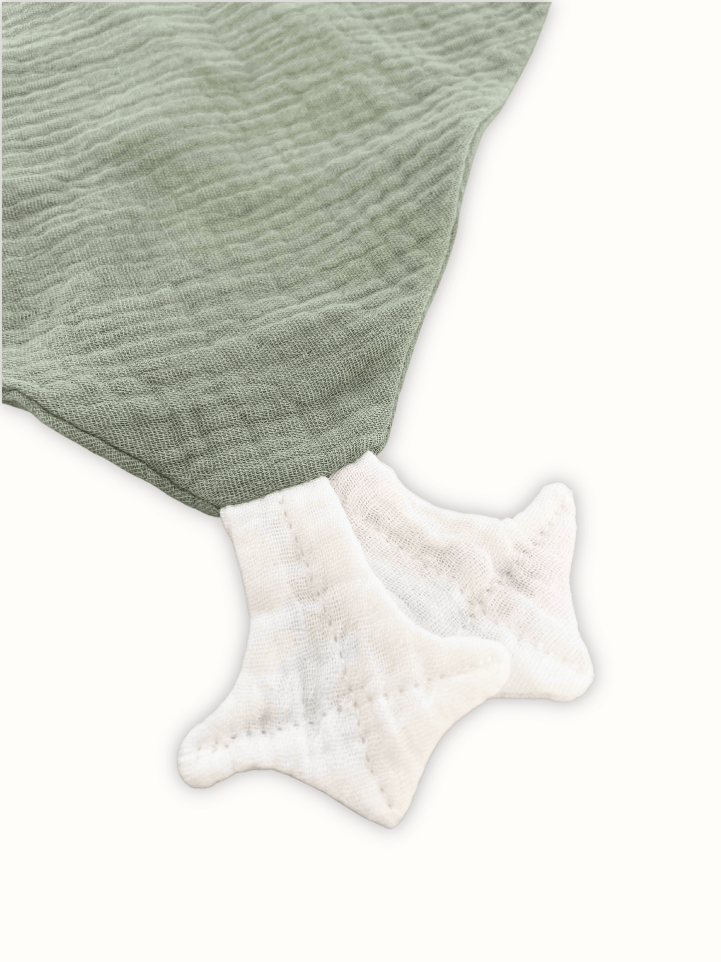 Sage green muslin comforter feet