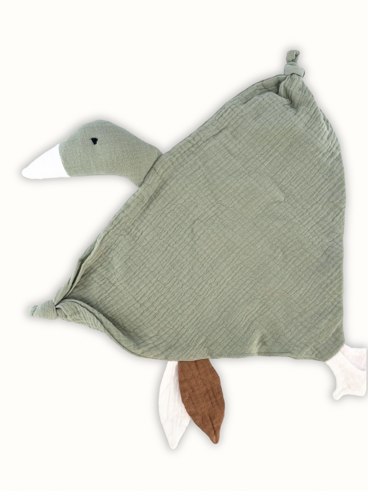 Green cotton muslin goose baby comforter