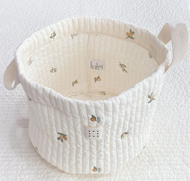 Quilted Embroidered Nursery Storage Basket