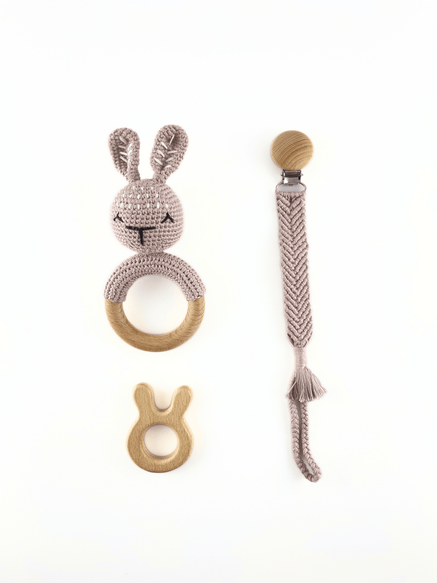 Soft Dusky Pink Crochet Bunny Gift Set