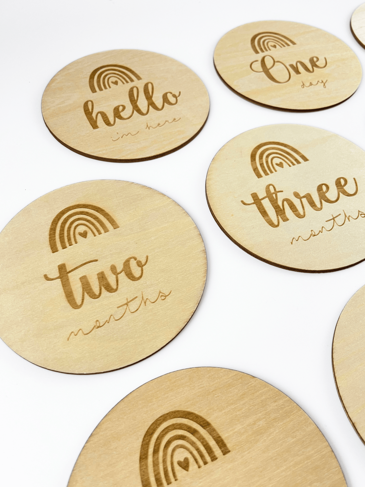 Baby Wooden Milestone Discs: 1st Year Photo Memories