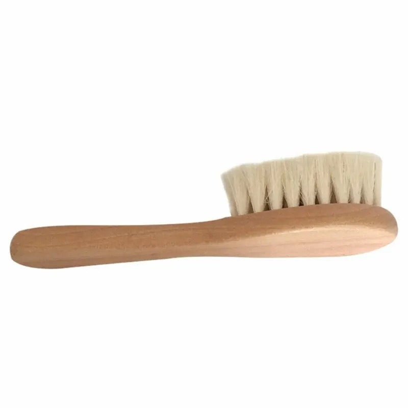 Wooden baby hairbrush with soft bristles for babies